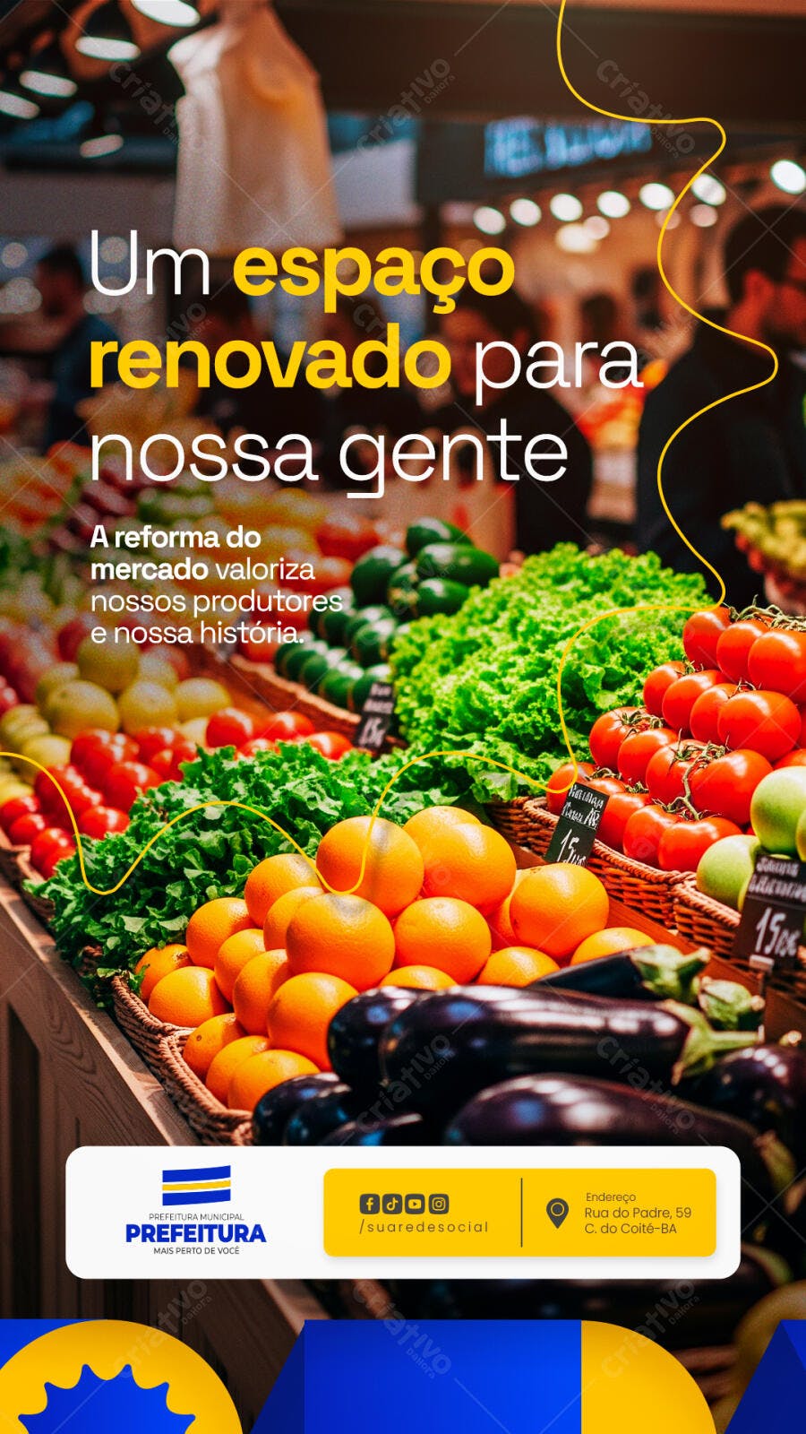 Flyer Reforma de Mercado Municipal PSD Editável