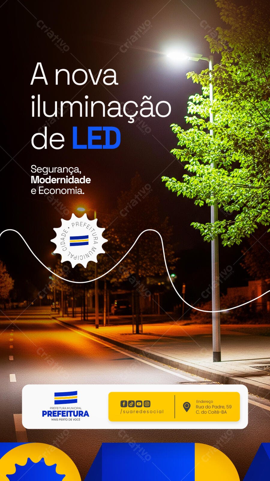 Flyer Campanha Iluminação LED Segurança Urbana PSD Editável