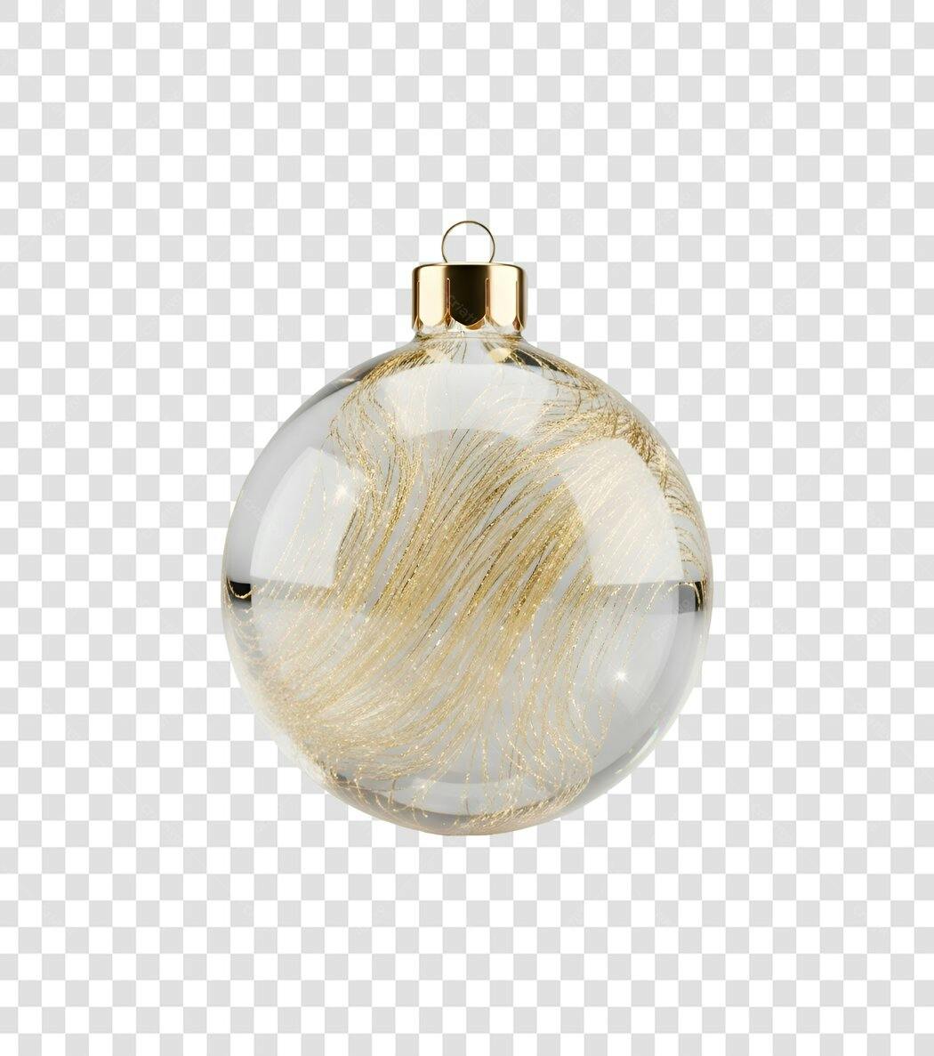 Bola de Natal transparente com brilho dourado festivo PNG com fundo transparente