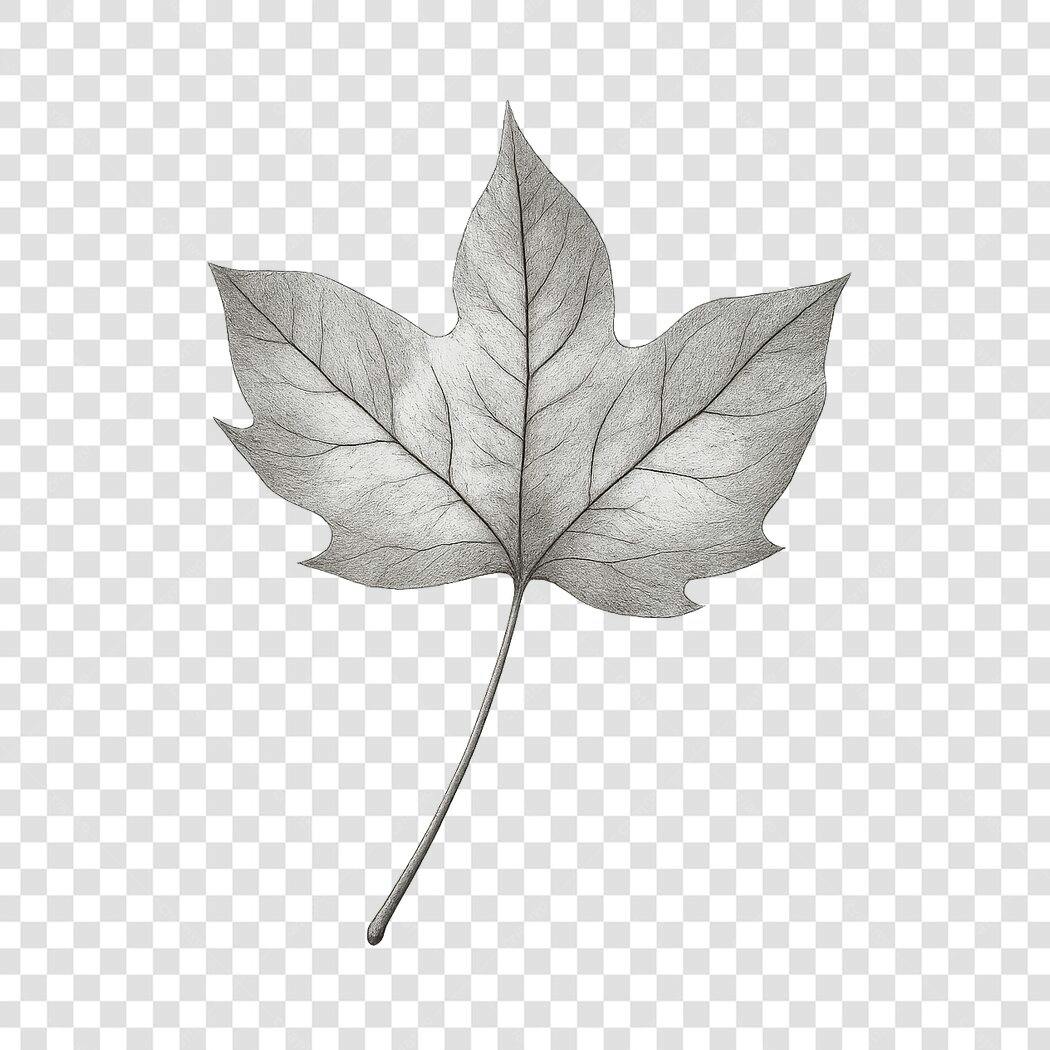 Folha seca em Tons de Cinza Desenho Esboço PNG com fundo transparente