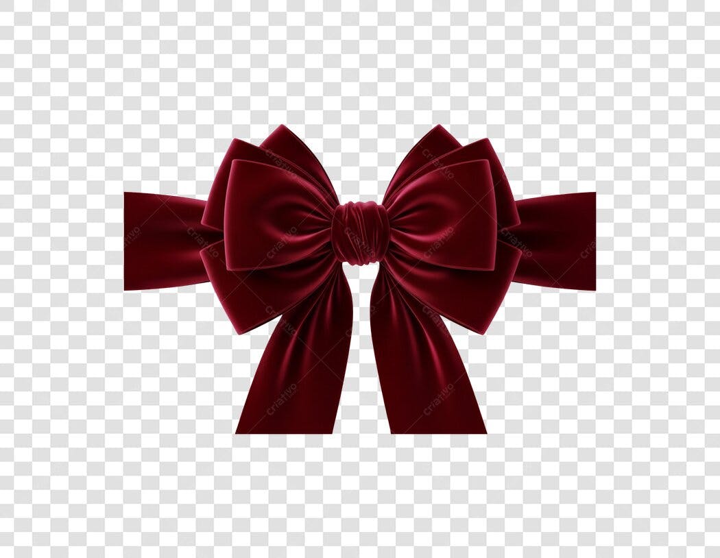Laço de veludo vermelho bordô para Natal e presentes PNG com fundo transparente
