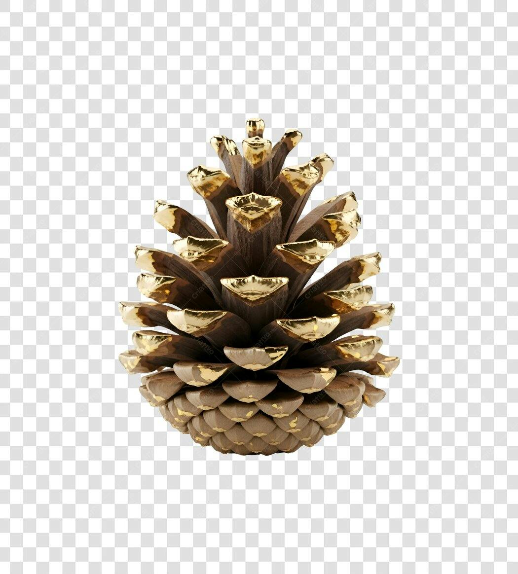 Elemento Decorativo Pinha Dourada Natal Inverno PNG com fundo transparente