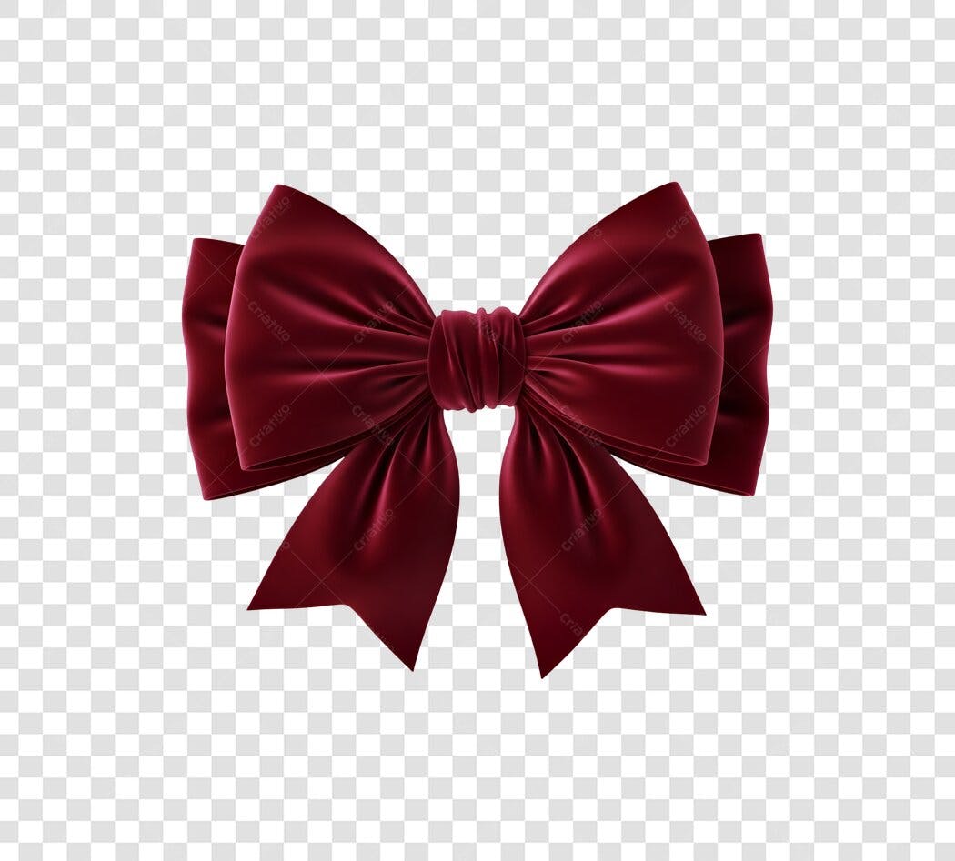 Laço de presente vermelho bordô luxuoso PNG com fundo transparente