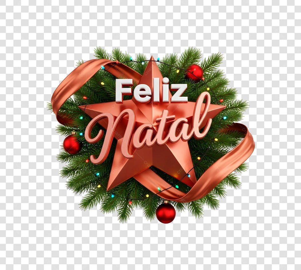 Elemento Gráfico Feliz Natal 25 de Dezembro vermelho verde dourado PNG com fundo transparente