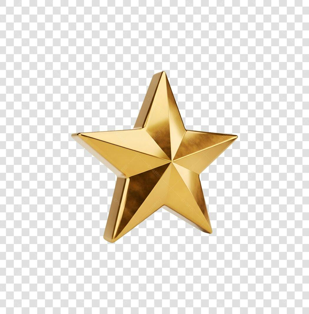 Ícone de Estrela Dourada 3D Realista Premium PNG com fundo transparente