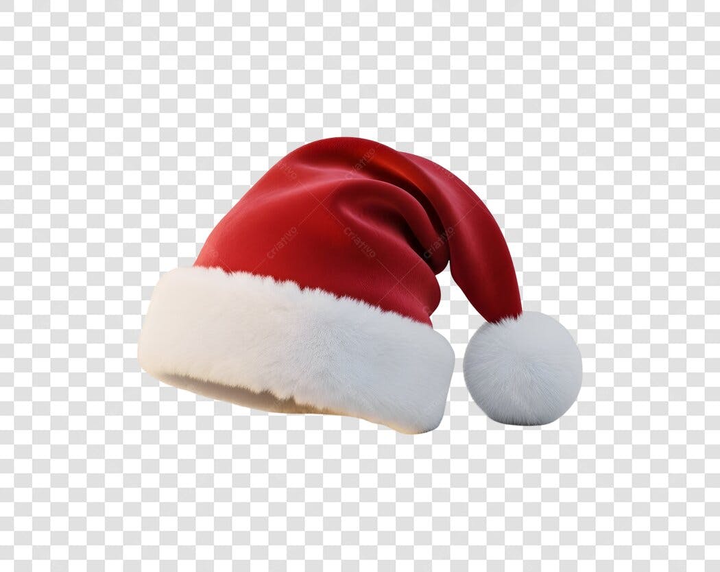 Chapéu Papai Noel Vermelho Branco Fofo PNG com fundo transparente