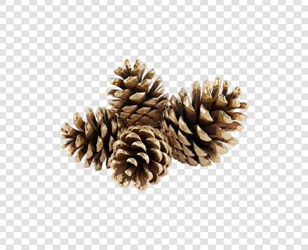 Elemento decorativo Pinhas douradas Natal Inverno PNG com fundo transparente