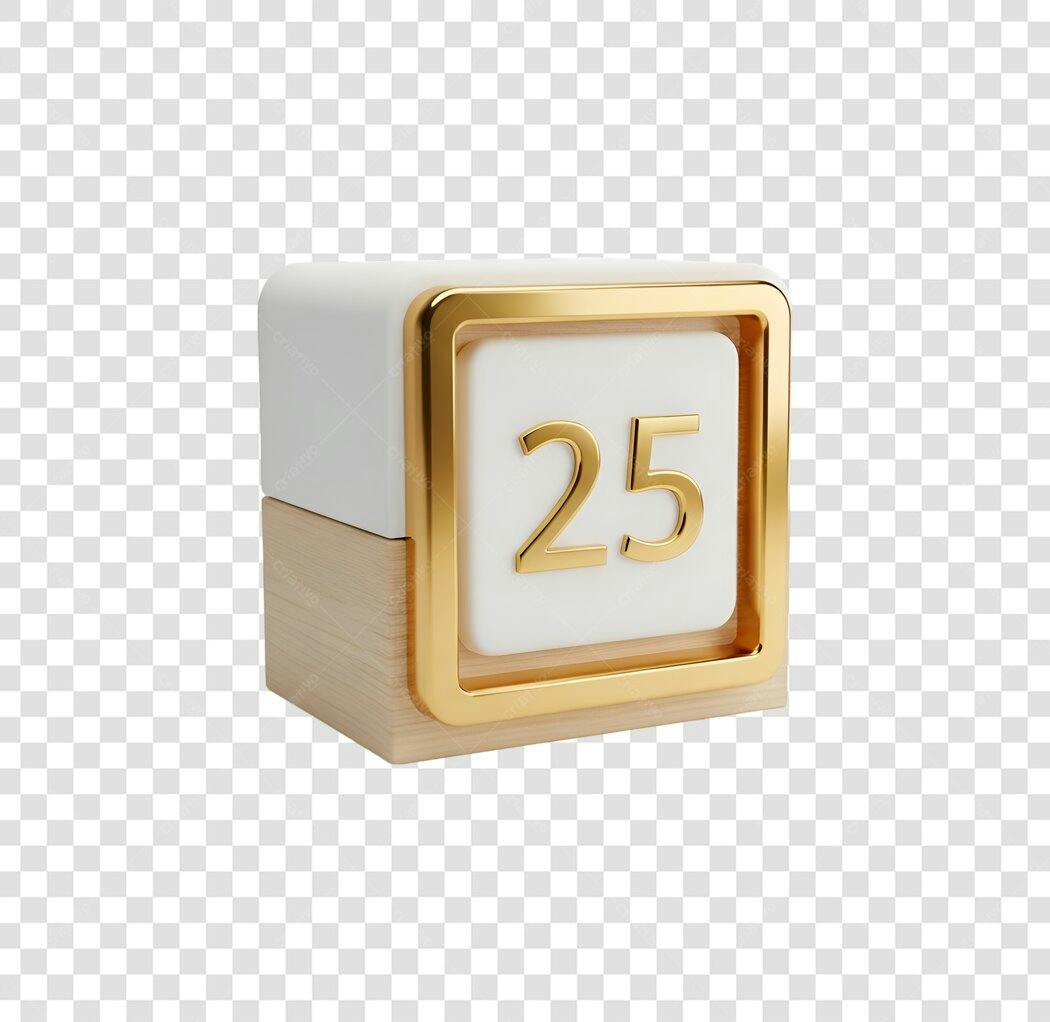 Ícone 3D Natal 25 de Dezembro Dourado Branco PNG com fundo transparente