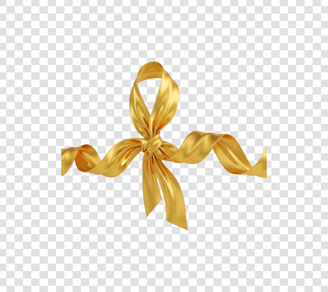 Laço Dourado Festivo para Presentes e Decoração PNG com fundo transparente