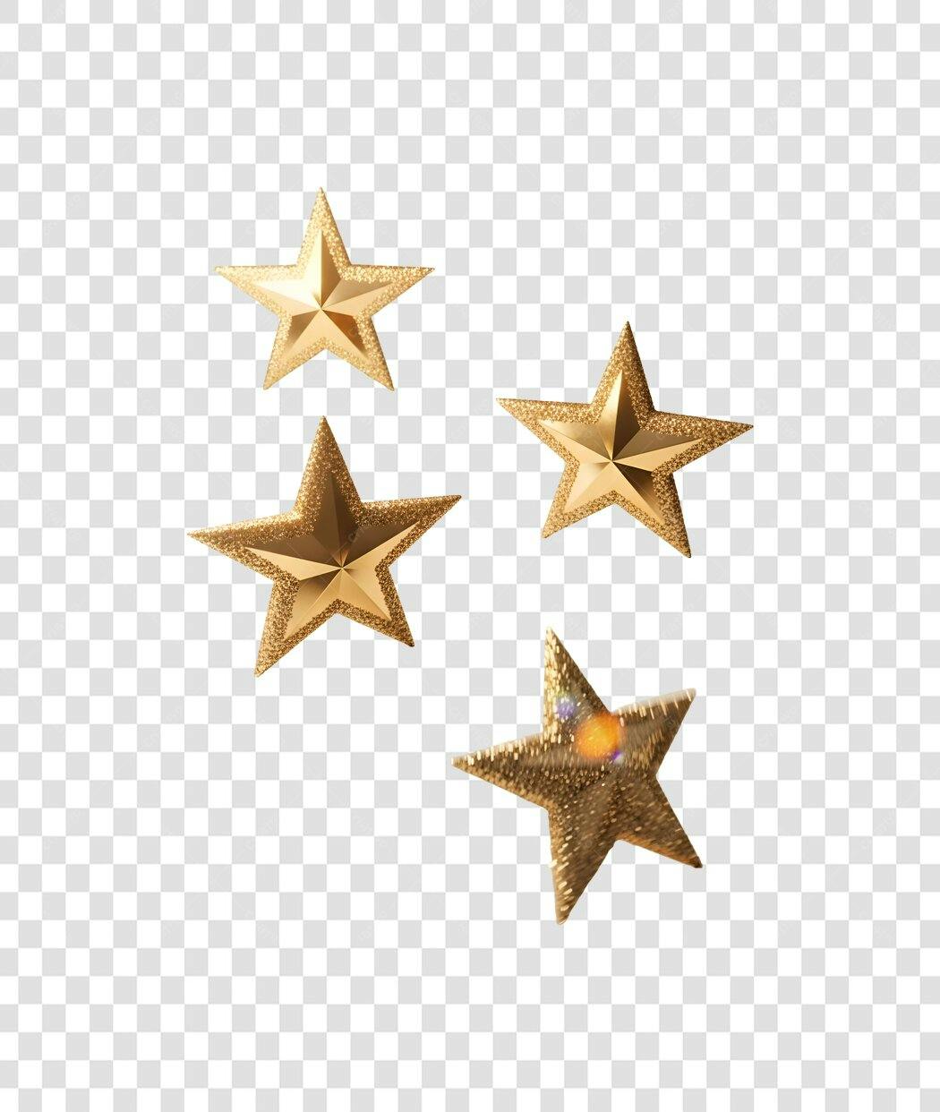 Elemento decorativo estrelas douradas brilhantes celebração PNG com fundo transparente