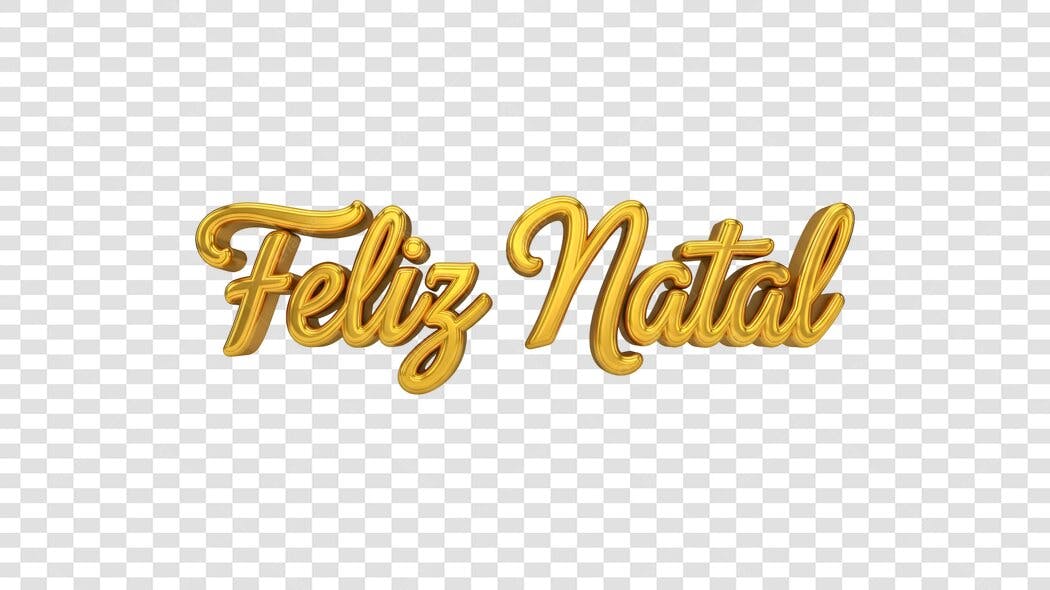 Título Feliz Natal Dourado 3D PNG com fundo transparente para Mídias Sociais