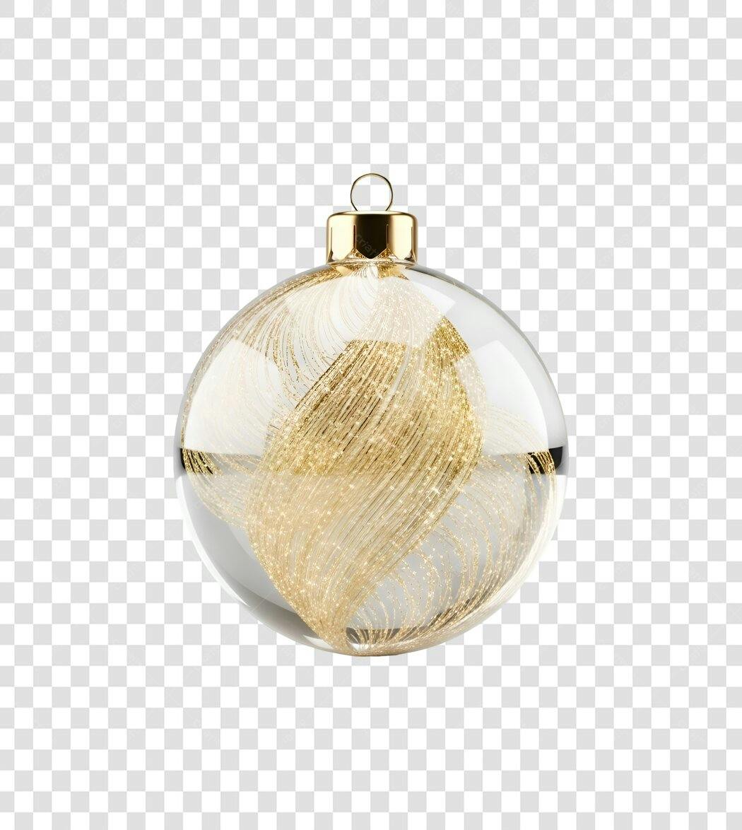 Enfeite de Natal Esfera Dourada Brilhante Festivo PNG com fundo transparente