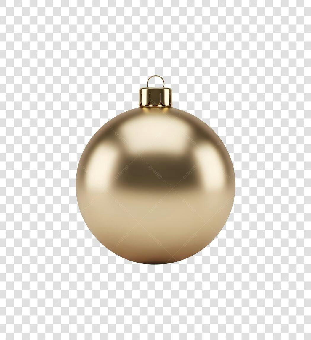 Enfeite de Natal Dourado Metálico PNG com fundo transparente