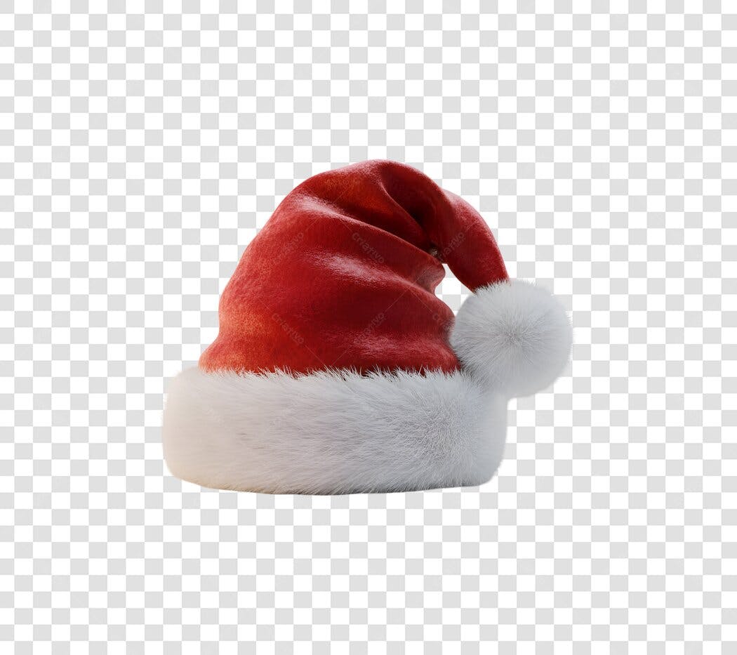 Ícone Natalino Touca de Papai Noel Vermelha Branca PNG com fundo transparente