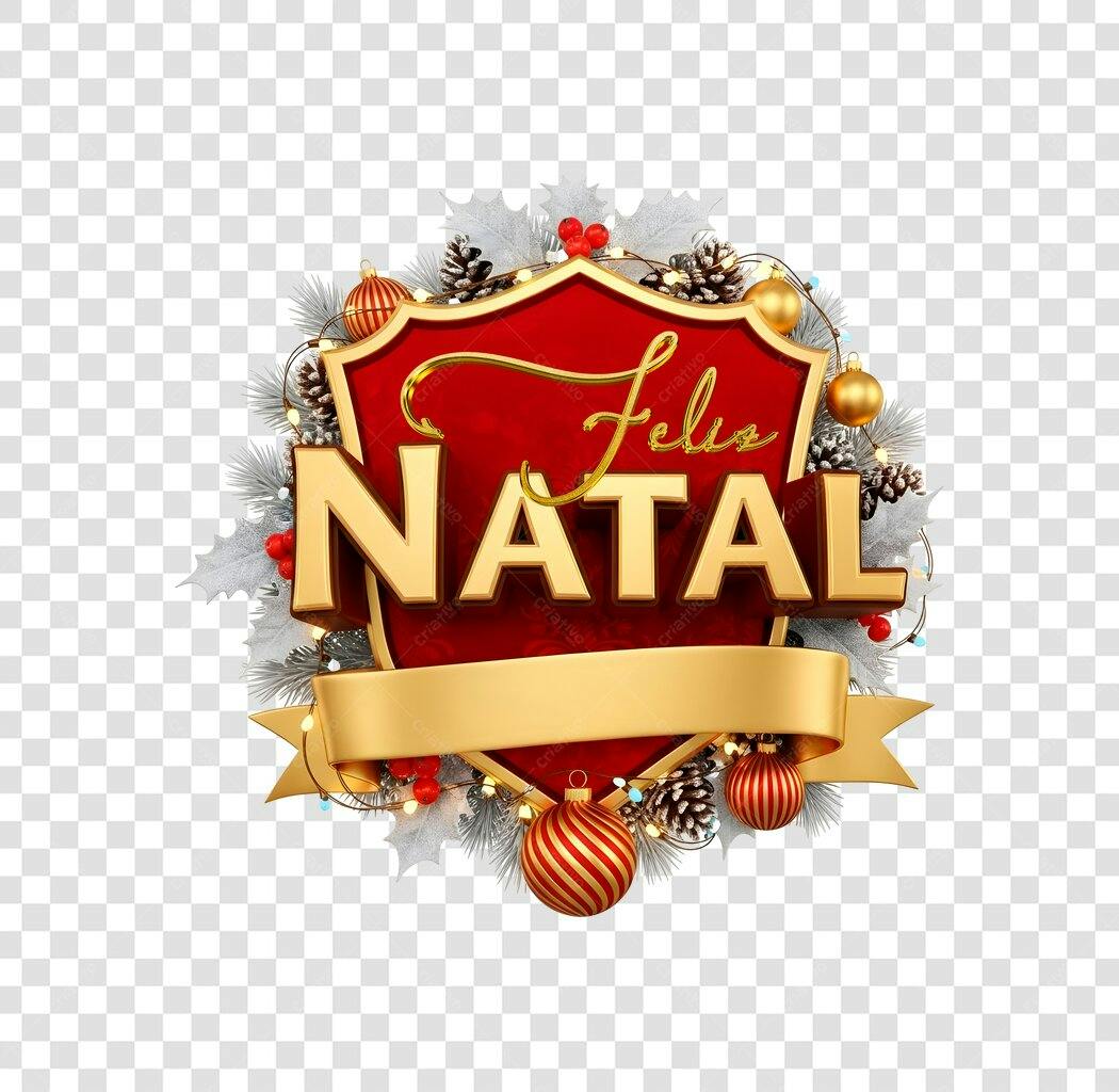 Selo Feliz Natal 25 de Dezembro Dourado Vermelho Prata PNG com fundo transparente
