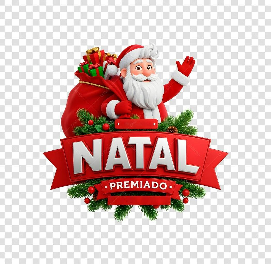Elemento Gráfico Natal Premiado 25 de Dezembro Papai Noel PNG com fundo transparente