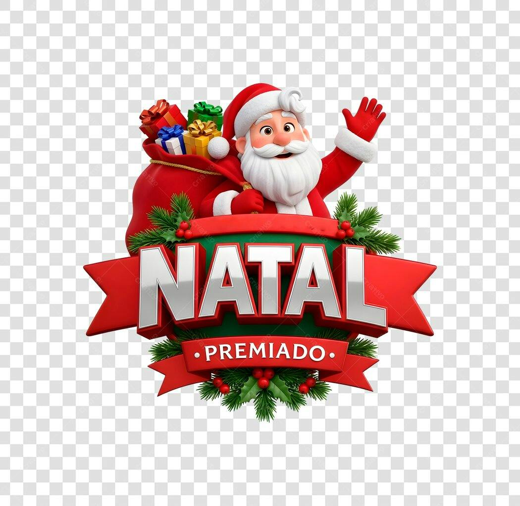 Selo Natal Premiado Papai Noel 3D PNG com fundo transparente