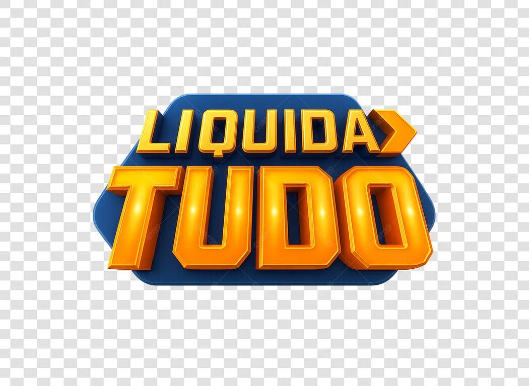 Selo de Oferta Liquida Tudo 3D Azul Laranja PNG com fundo transparente