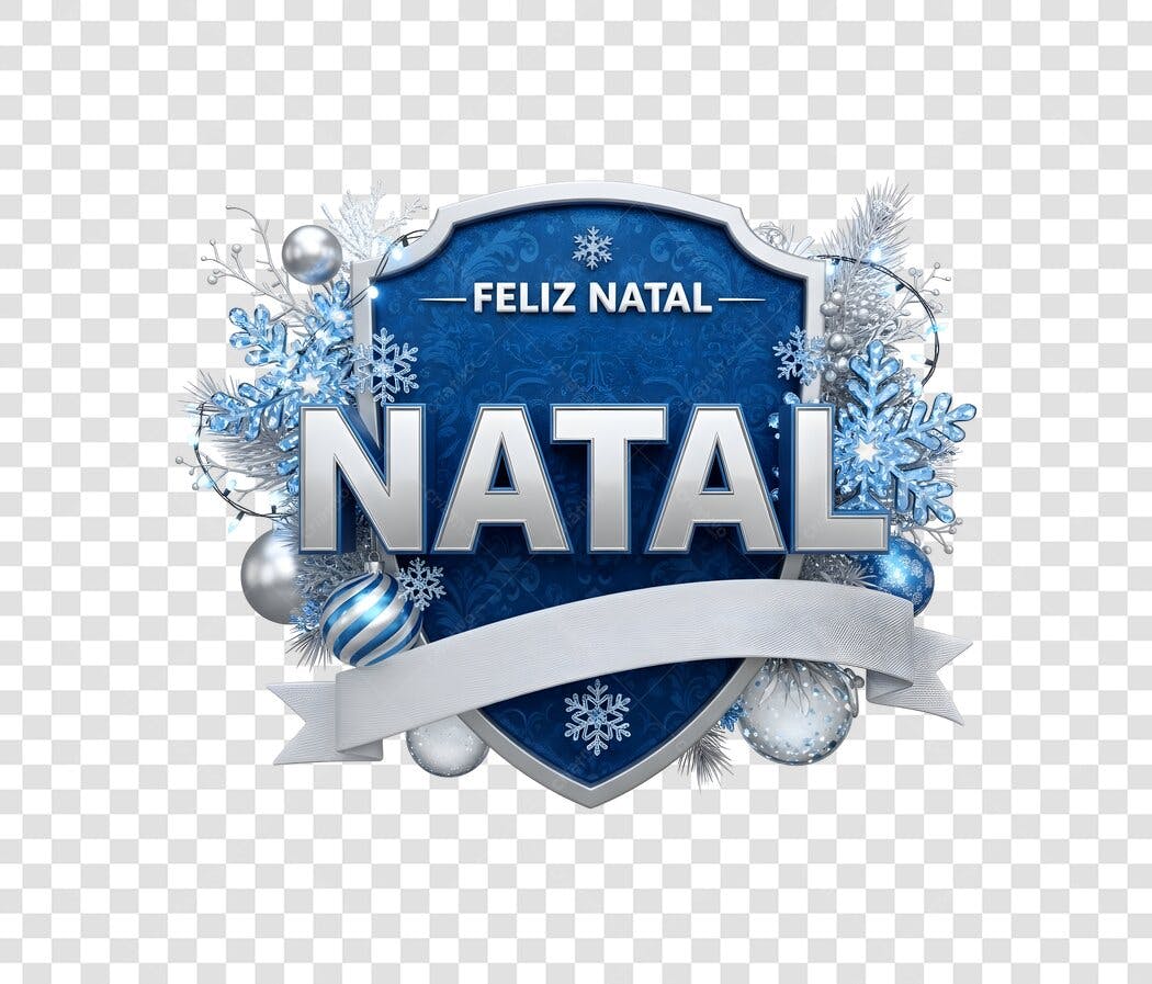Selo Natalino Azul Prata Feliz Natal Flocos de Neve PNG com fundo transparente