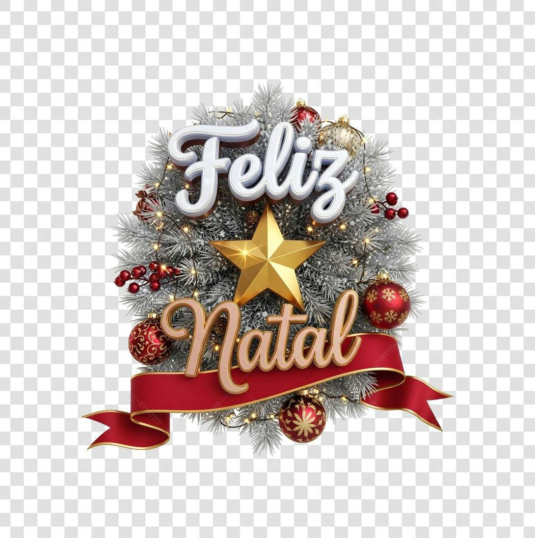 Título Festivo Feliz Natal 25 de Dezembro Prata Ouro Vermelho PNG com fundo transparente
