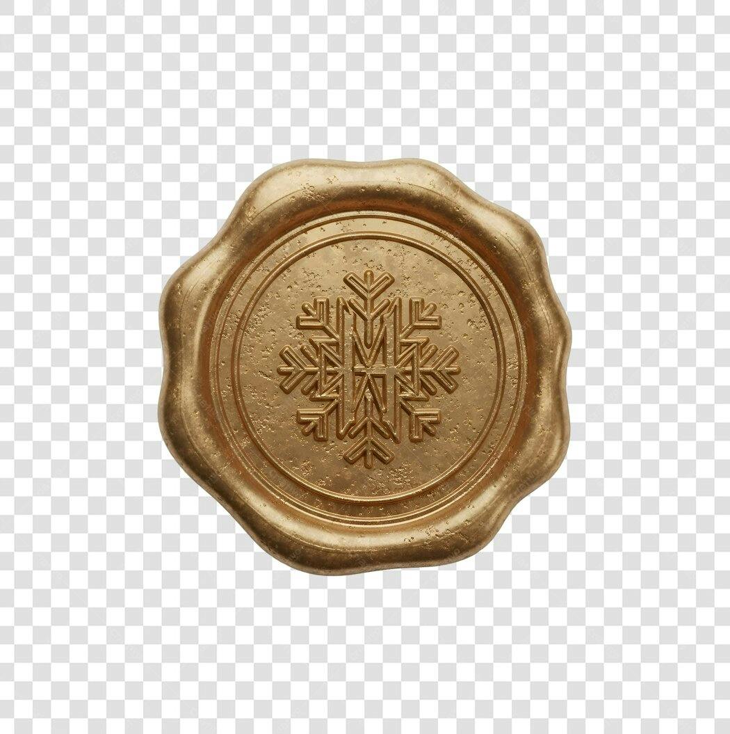 Selo Festivo Dourado Natal Inverno Floco de Neve PNG com fundo transparente