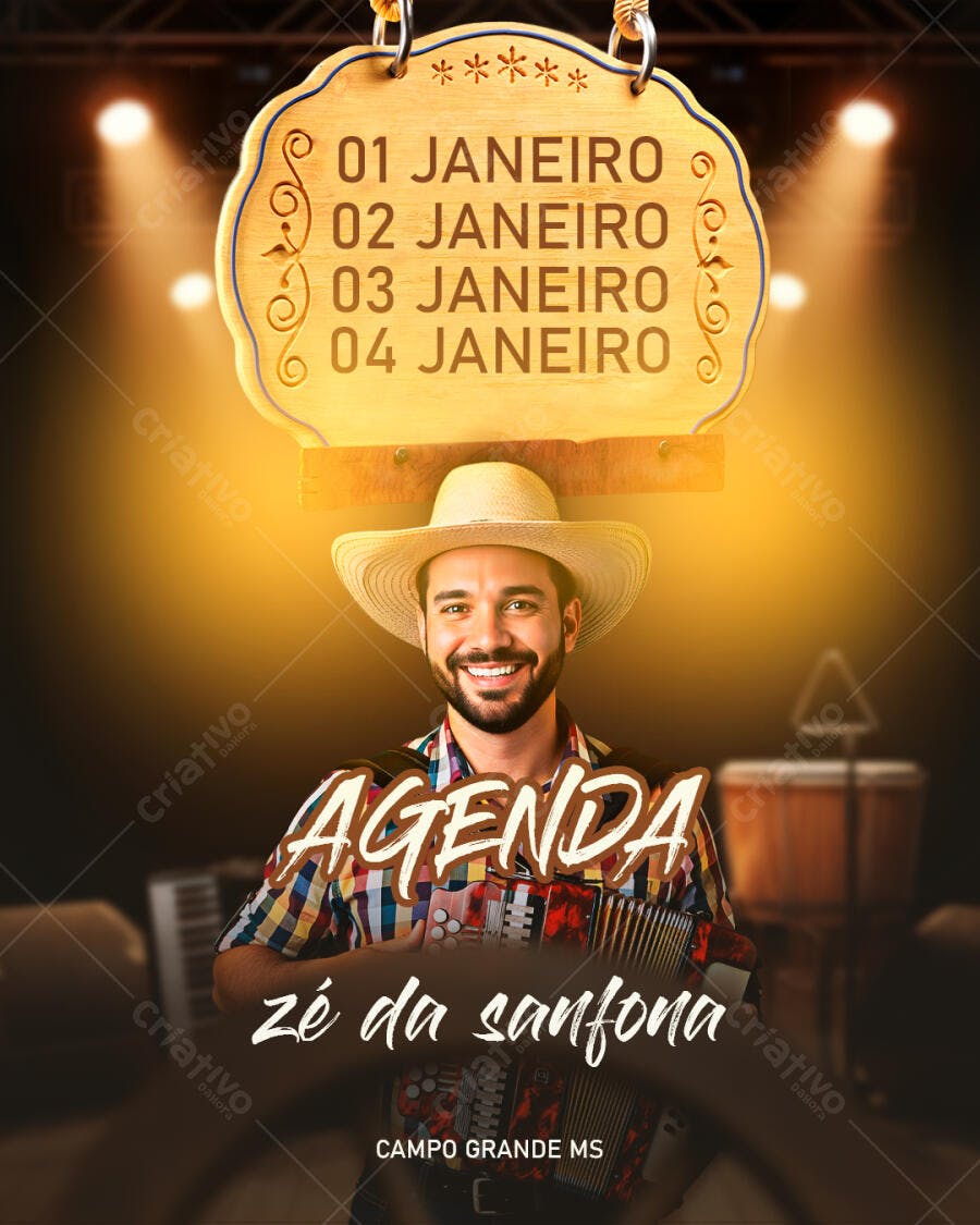 Flyer Agenda de Shows Zé da Sanfona PSD Editável