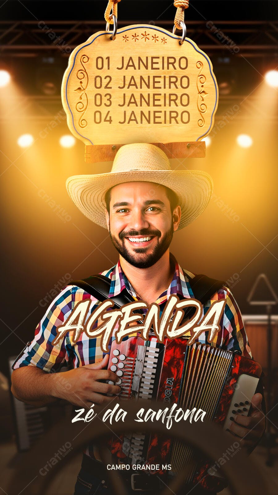Flyer para Agenda de Shows de Sanfoneiro PSD Editável