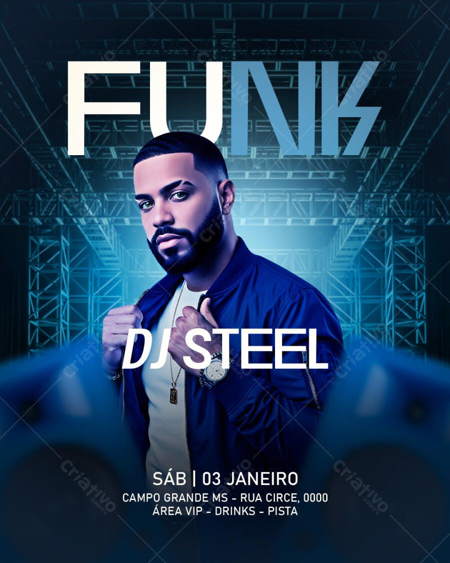 Flyer para Festa Funk DJ Steel PSD Editável
