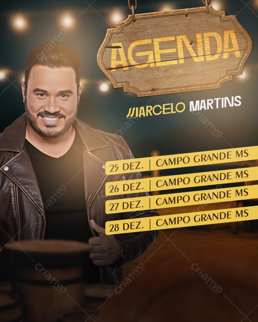 Flyer Agenda Shows Jarcello Martins Dezembro PSD Editável