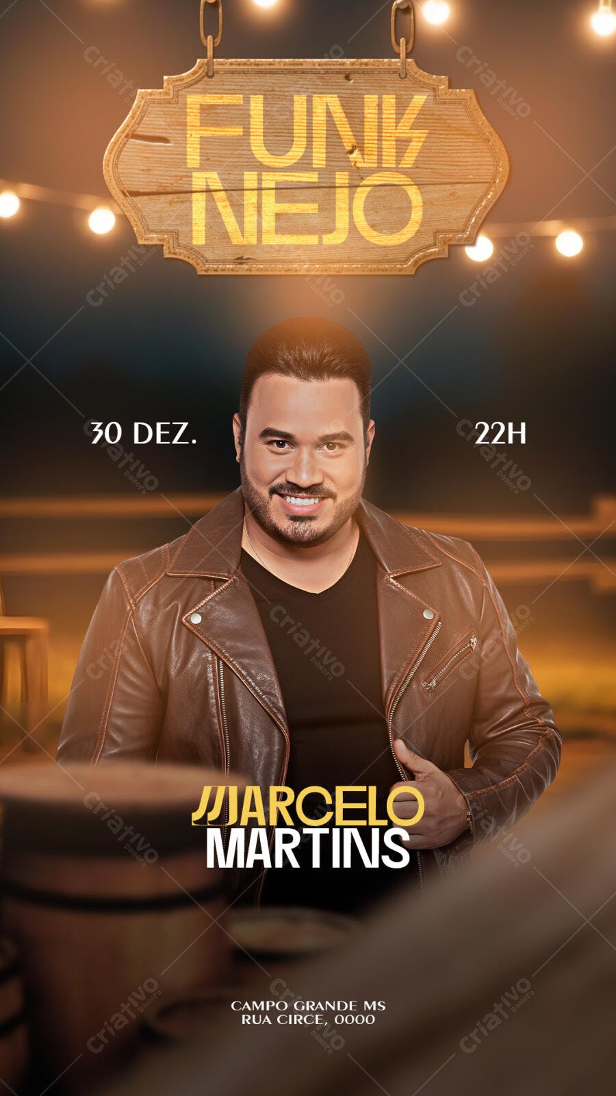 Flyer Show Funk Nejo com Marcelo Martins PSD Editável