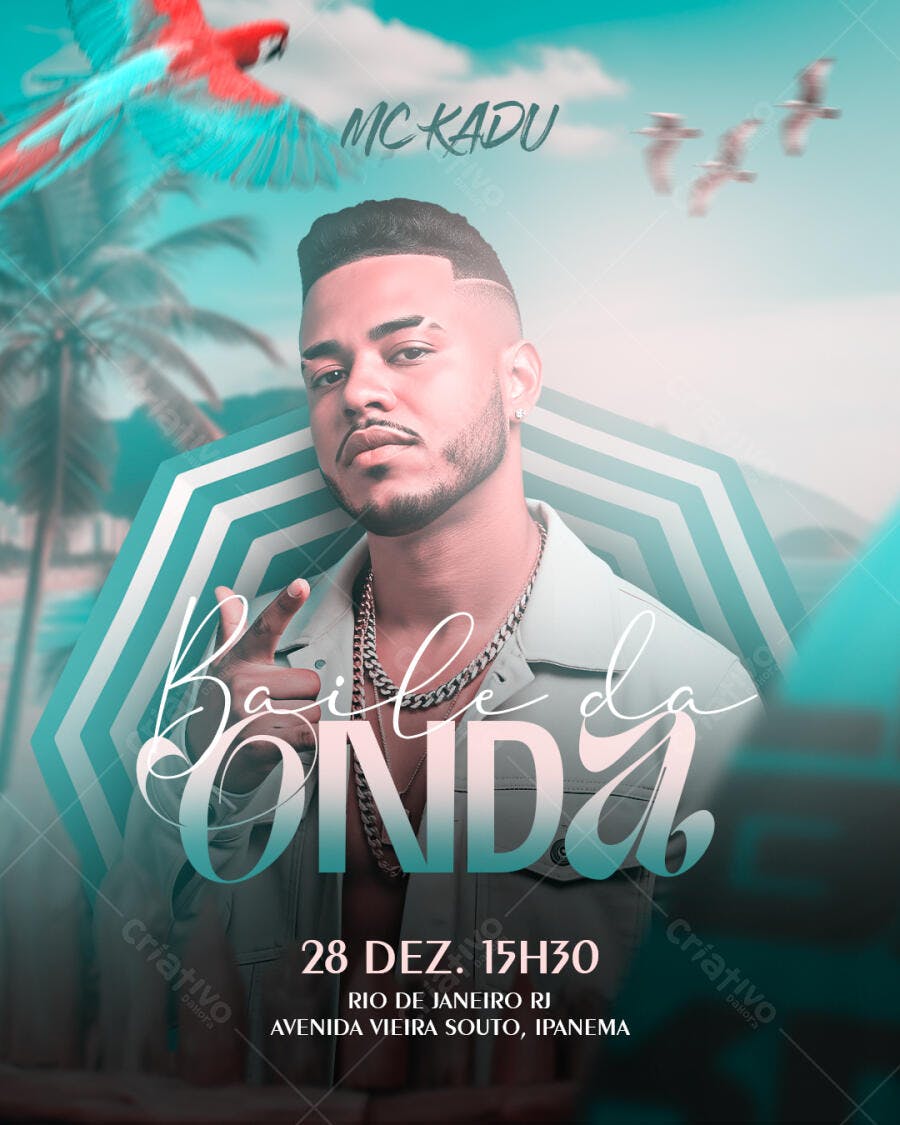 Flyer para Baile da Onda com MC Kadu PSD Editável