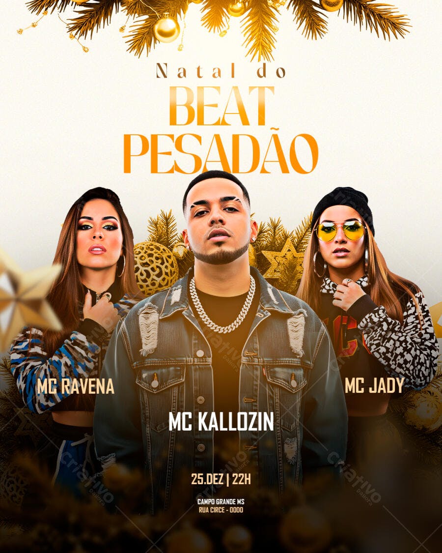 Flyer de Evento Natal do Beat Pesadão PSD Editável