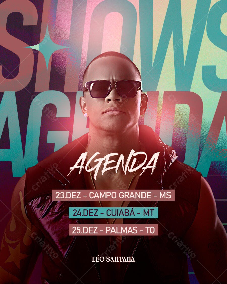 Flyer Agenda de Shows Léo Santana PSD Editável