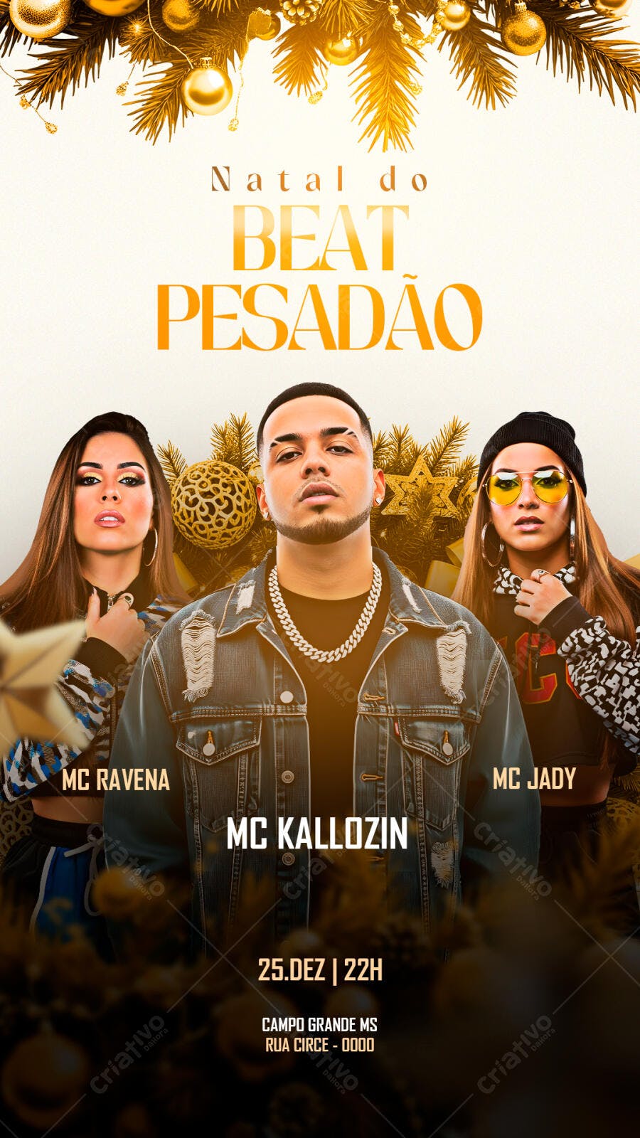 Flyer de Evento Natal do Beat Pesadão com MCs PSD Editável