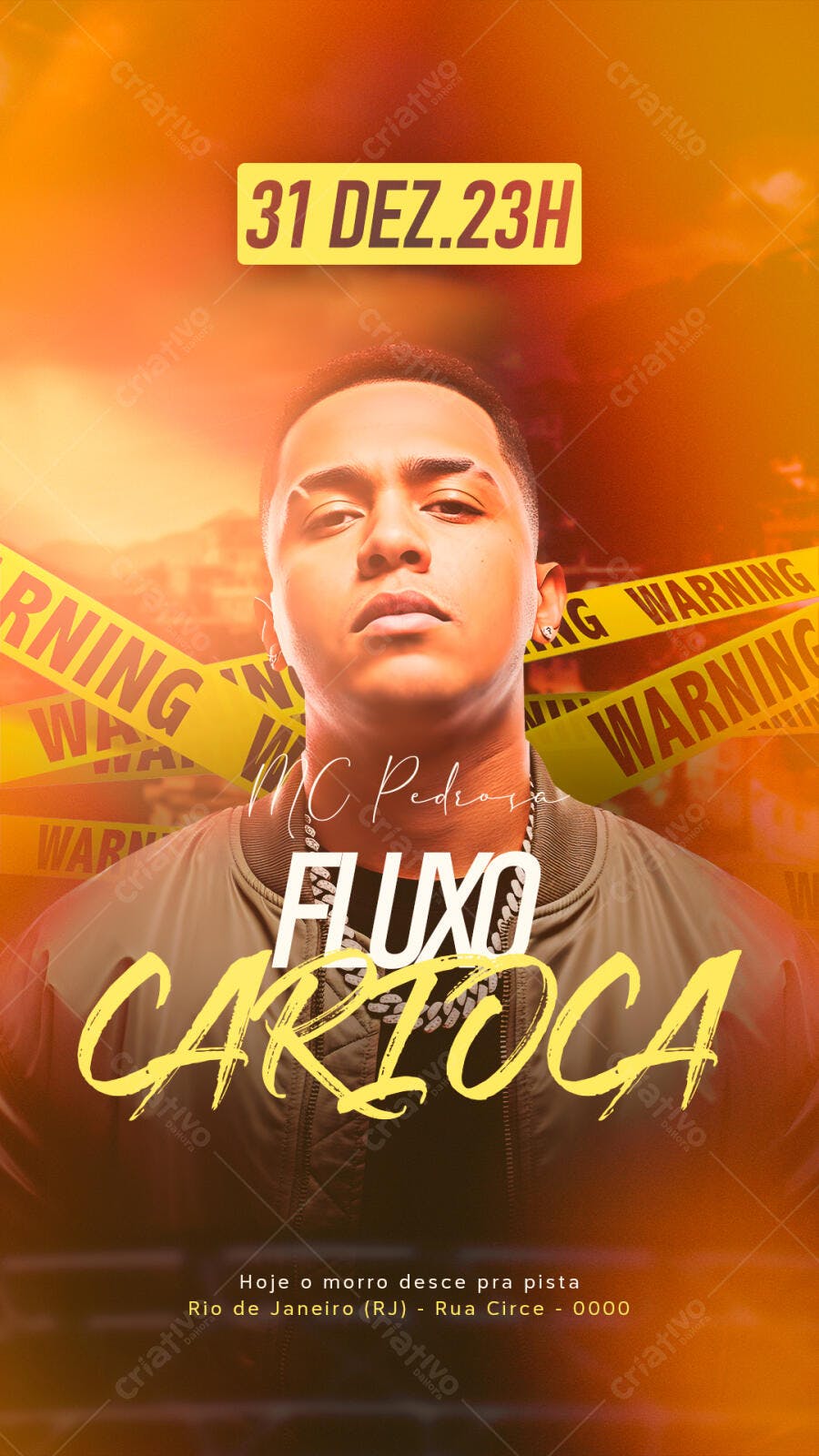 Flyer de Festa MC Pedrosa Fluxo Carioca 31 DEZ PSD Editável