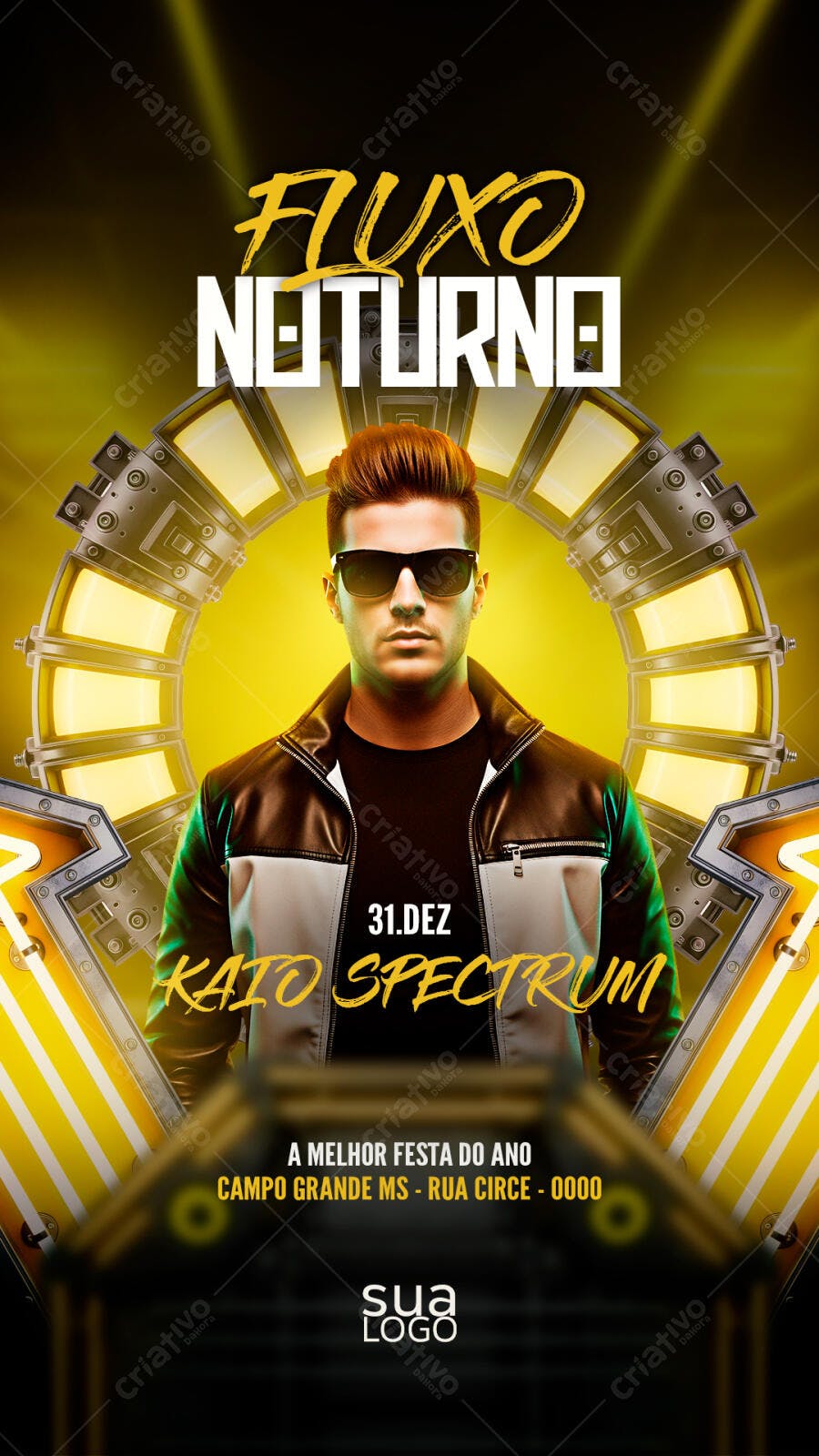 Flyer Balada Fluxo Noturno 31 Dezembro DJ PSD Editável