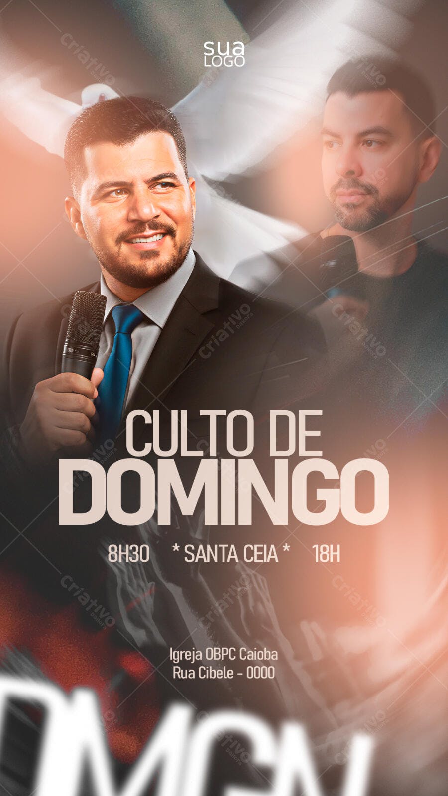 Flyer Culto de Domingo e Santa Ceia PSD Editável