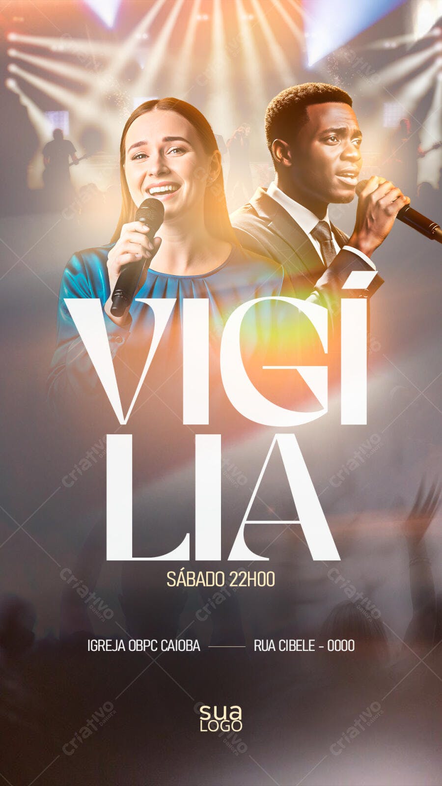 Flyer Vigília de Adoração com Cantores PSD Editável