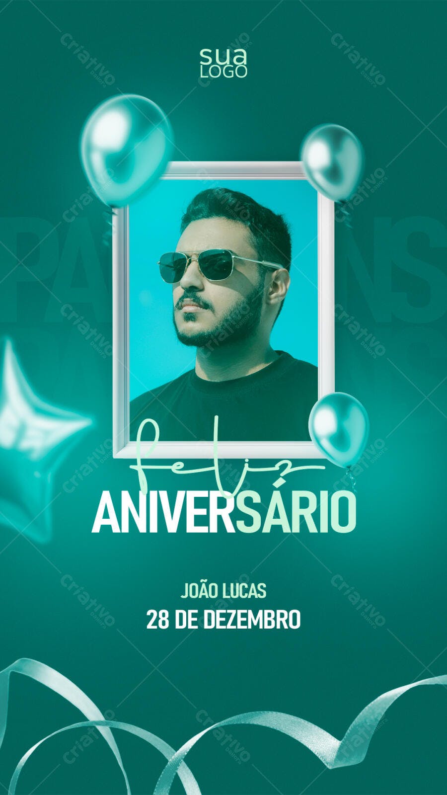 Flyer de Aniversário Masculino João Lucas PSD Editável