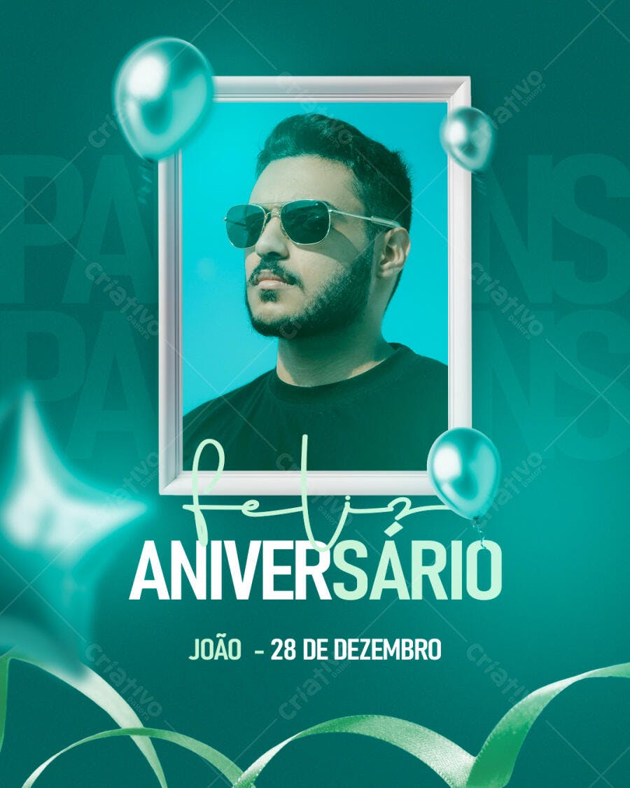 Flyer Feliz Aniversário para João PSD Editável
