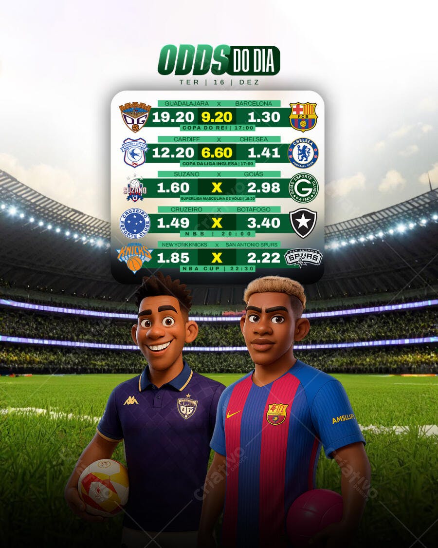 Flyer de Apostas Esportivas Odds do Dia PSD Editável