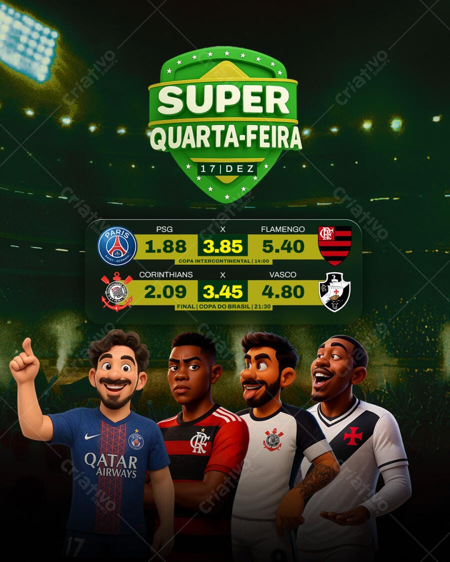 Flyer Super Quarta-Feira de Futebol PSD Editável