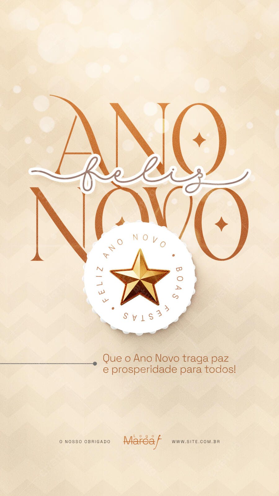 Post para Feliz Ano Novo Dourado PSD Editável