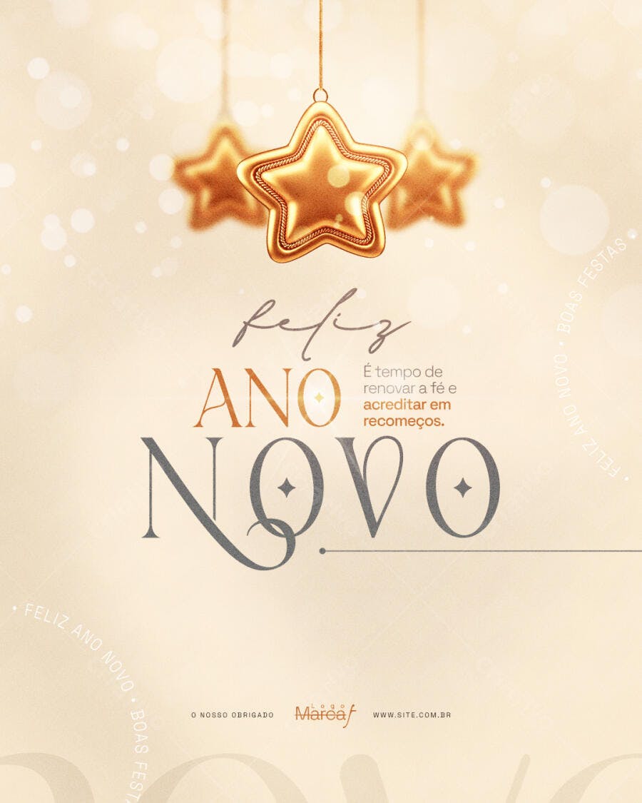 Post para Redes Sociais Feliz Ano Novo PSD Editável