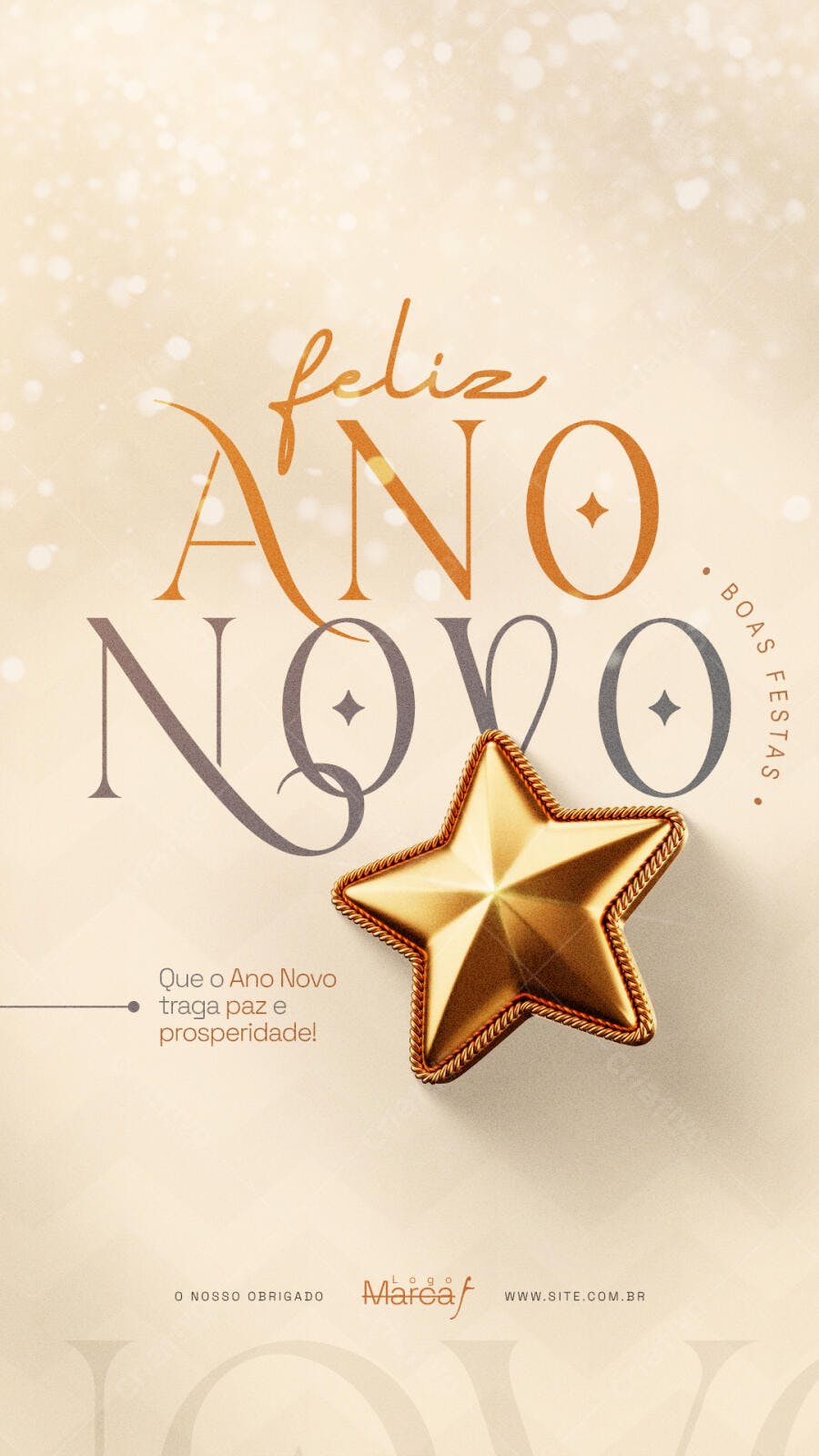Story de Ano Novo e Boas Festas com Estrela Dourada PSD Editável