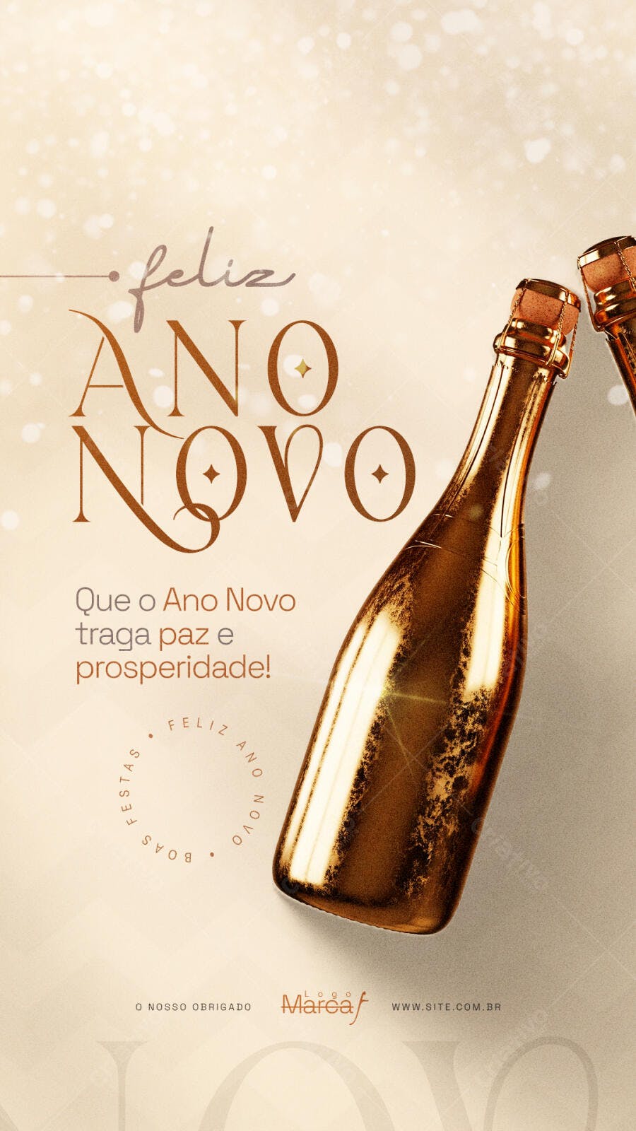 Post para Redes Sociais Ano Novo Boas Festas PSD Editável