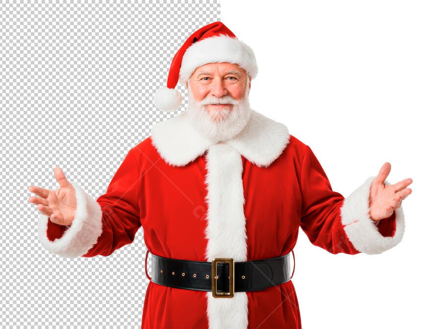 Selo 3D de presente Natalino Papai Noel vermelho e branco