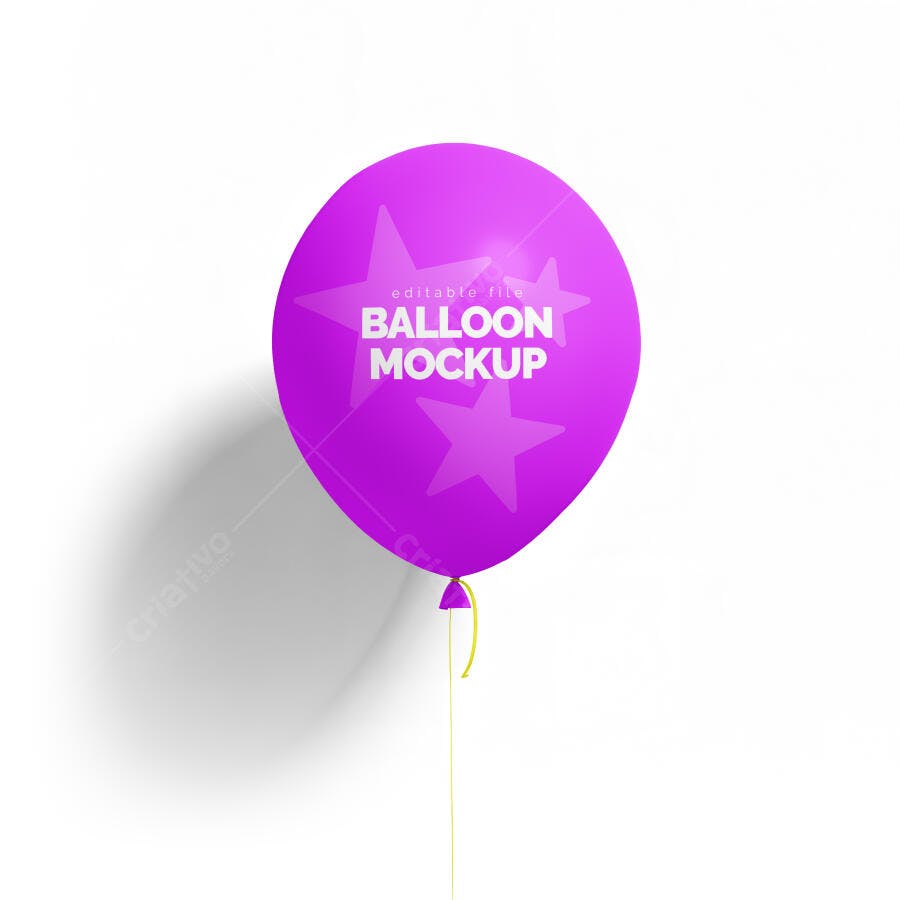 Mockup de Balão Roxo Vibrante com Estrelas para Eventos e Celebrações Festivas