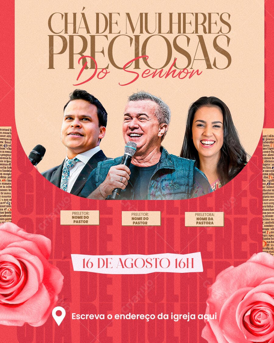 Flyer Chá de Mulheres Preciosas do Senhor PSD Editável