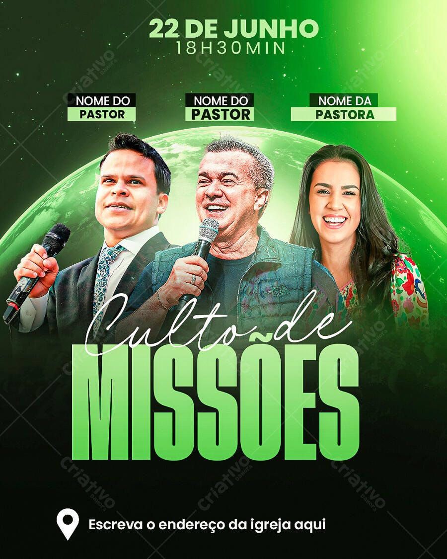 Flyer para Culto de Missões PSD Editável